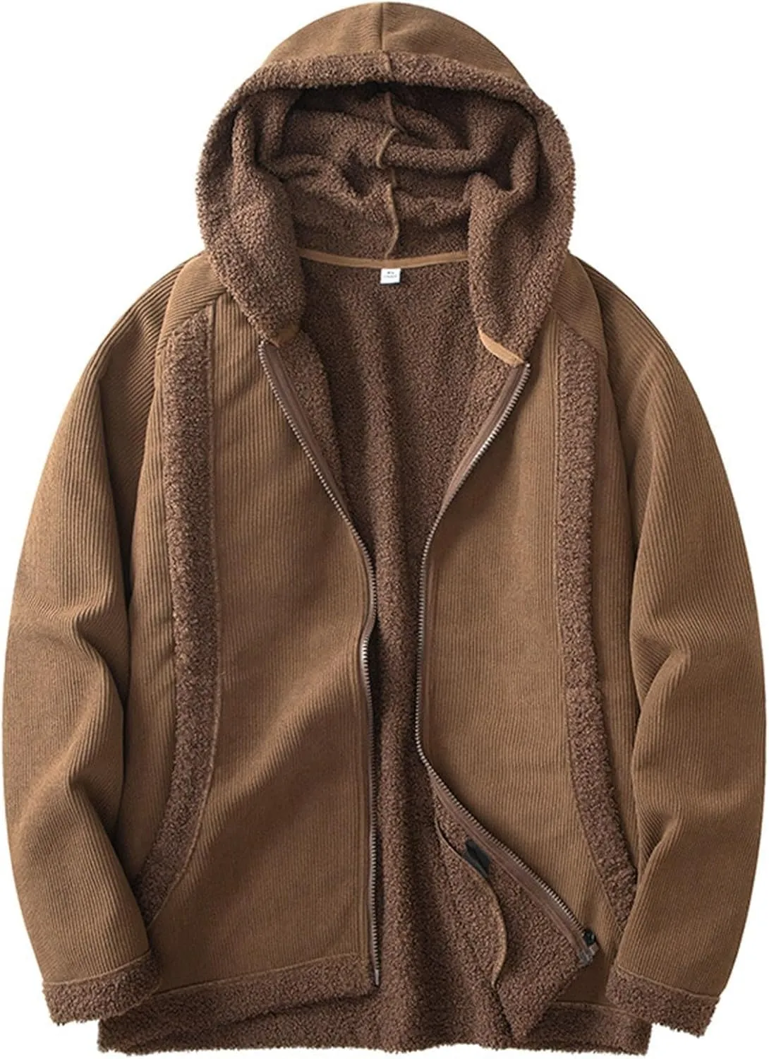 Men's Full Zip Hoodies Solid Color Drawstring Hooded Sweatshirts Casual Sports Pullover with Pocket Winter Warm Coat