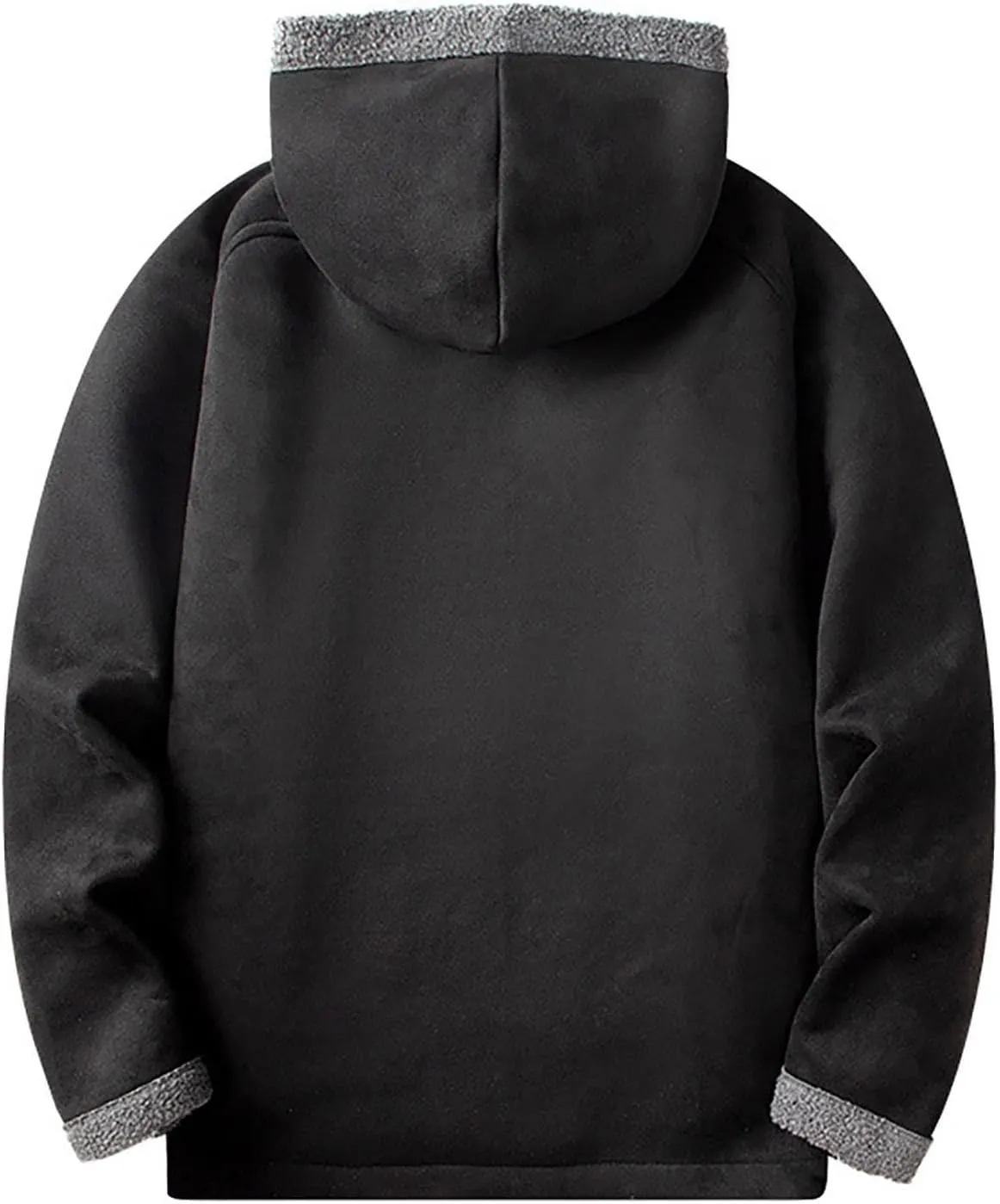 Men's Full Zip Hoodies Solid Color Drawstring Hooded Sweatshirts Casual Sports Pullover with Pocket Winter Warm Coat