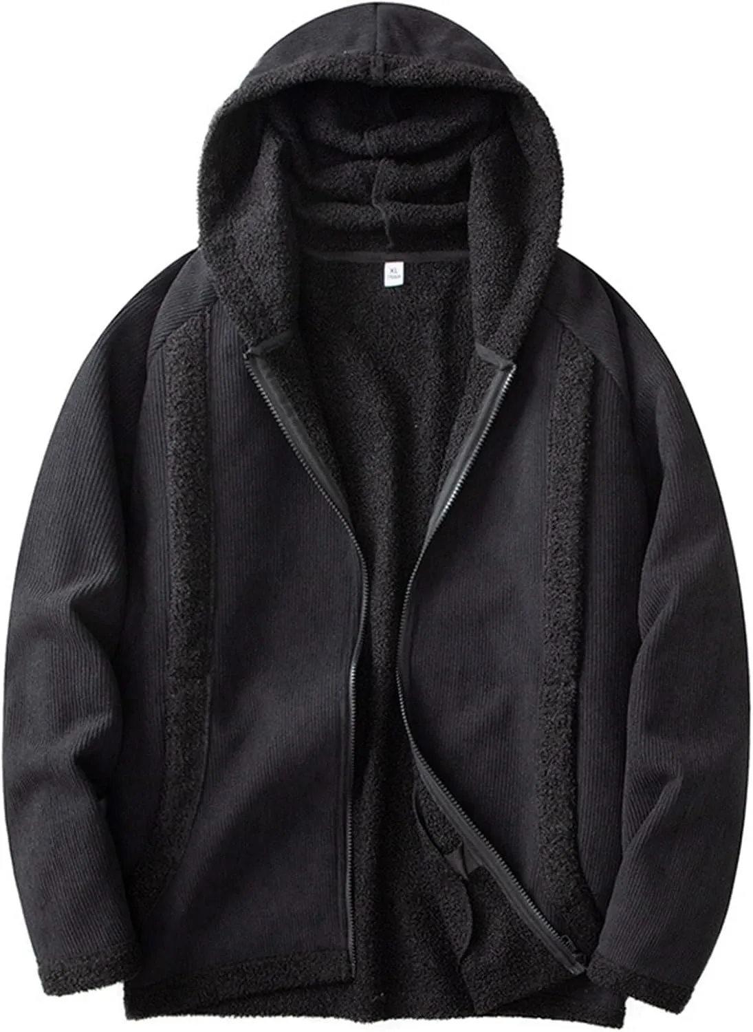 Men's Full Zip Hoodies Solid Color Drawstring Hooded Sweatshirts Casual Sports Pullover with Pocket Winter Warm Coat