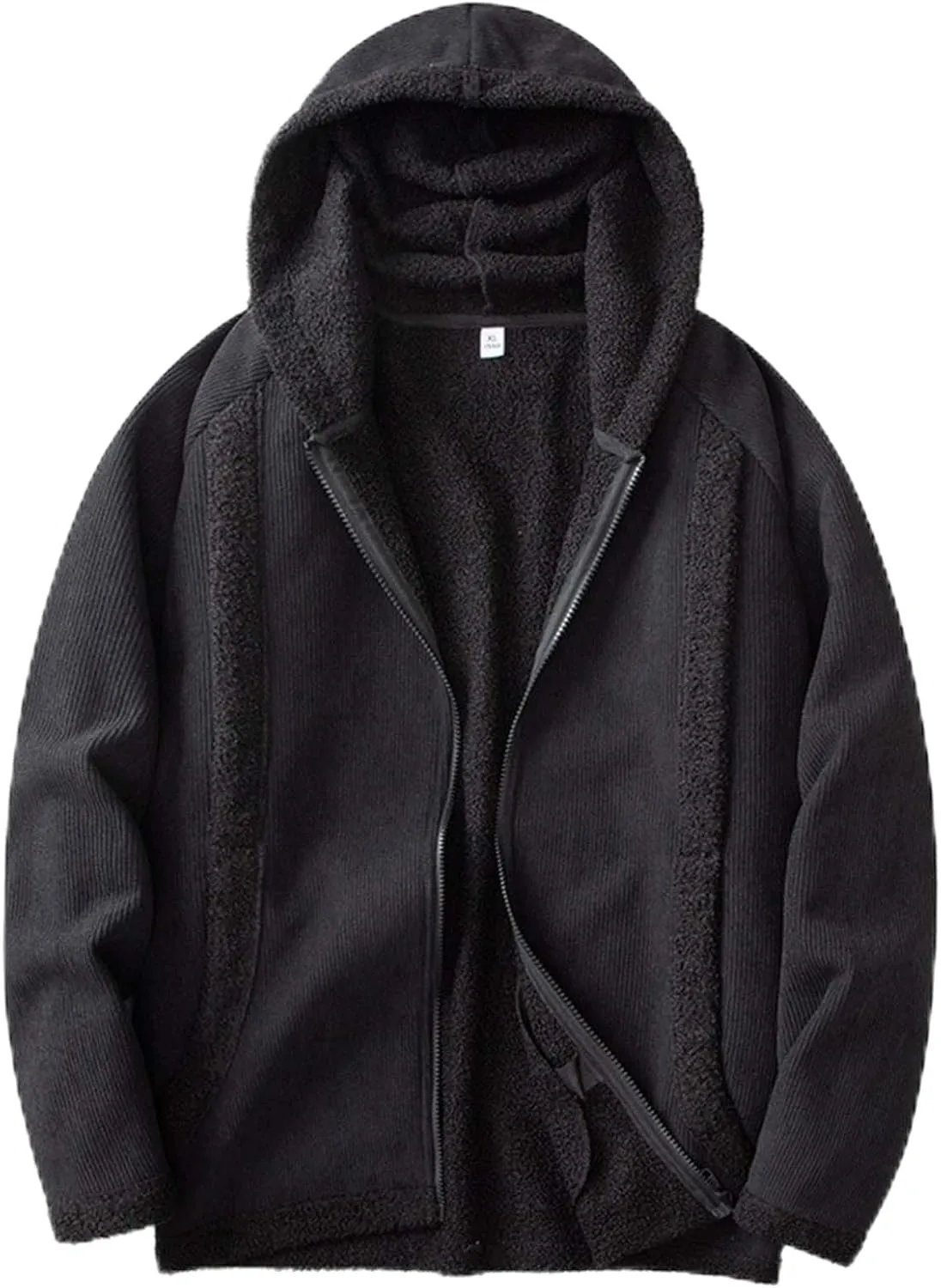 Men's Full Zip Hoodies Solid Color Drawstring Hooded Sweatshirts Casual Sports Pullover with Pocket Winter Warm Coat
