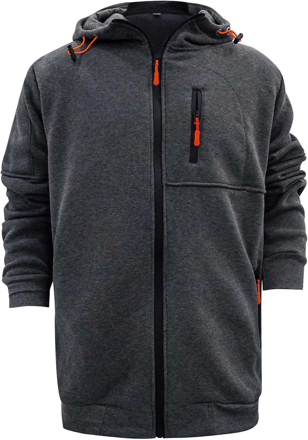 Men's Full Zipper Hoodie Long-Sleeved Drawstring Casual Hooded Sweater with Pockets Jogging Track and Filed Gym Hoodie