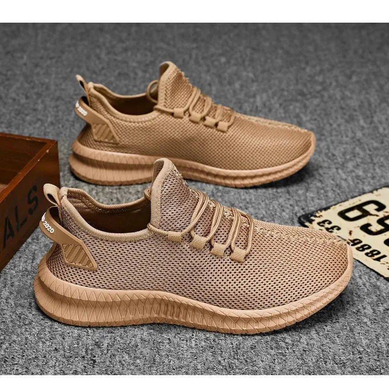Men's Lightweight Casual Sneakers Breathable Mesh Sports Running Shoes Odor-resistant Athletic Shoes Slip-on With Shoelaces
