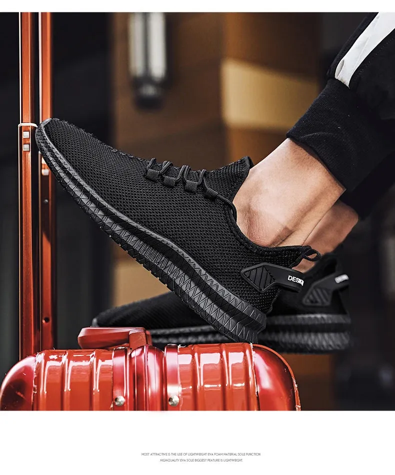 Men's Lightweight Casual Sneakers Breathable Mesh Sports Running Shoes Odor-resistant Athletic Shoes Slip-on With Shoelaces