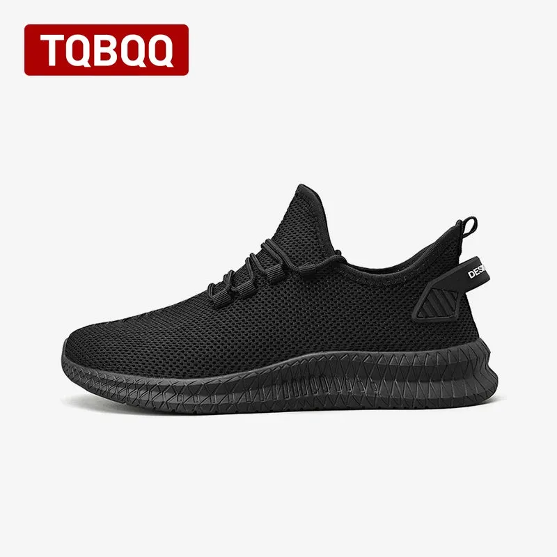 Men's Lightweight Casual Sneakers Breathable Mesh Sports Running Shoes Odor-resistant Athletic Shoes Slip-on With Shoelaces