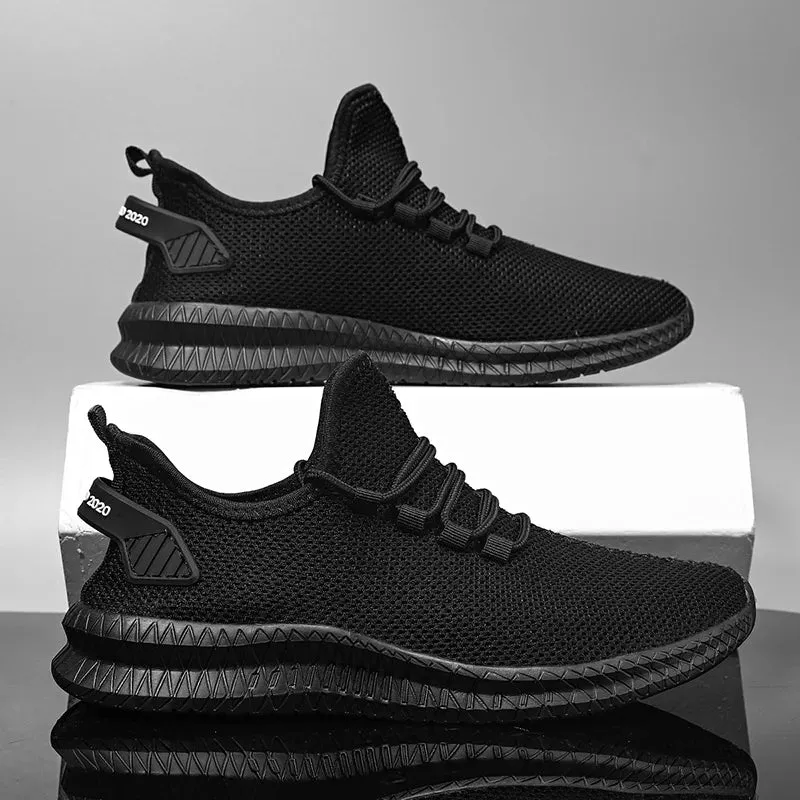 Men's Lightweight Casual Sneakers Breathable Mesh Sports Running Shoes Odor-resistant Athletic Shoes Slip-on With Shoelaces