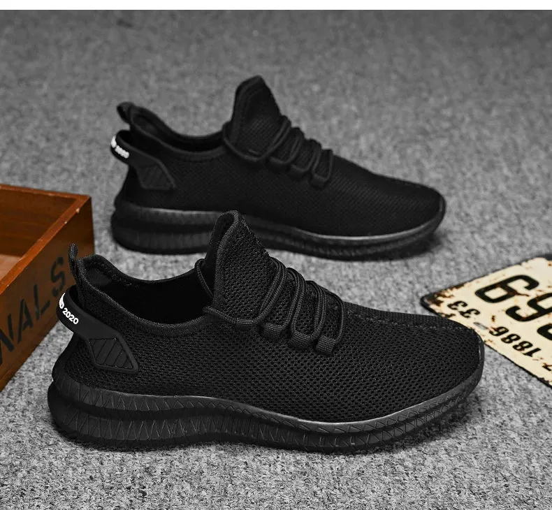 Men's Lightweight Casual Sneakers Breathable Mesh Sports Running Shoes Odor-resistant Athletic Shoes Slip-on With Shoelaces