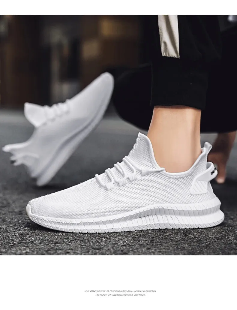 Men's Lightweight Casual Sneakers Breathable Mesh Sports Running Shoes Odor-resistant Athletic Shoes Slip-on With Shoelaces