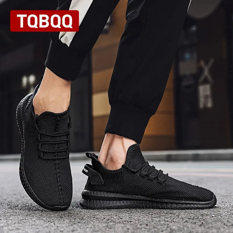 Men's Lightweight Casual Sneakers Breathable Mesh Sports Running Shoes Odor-resistant Athletic Shoes Slip-on With Shoelaces