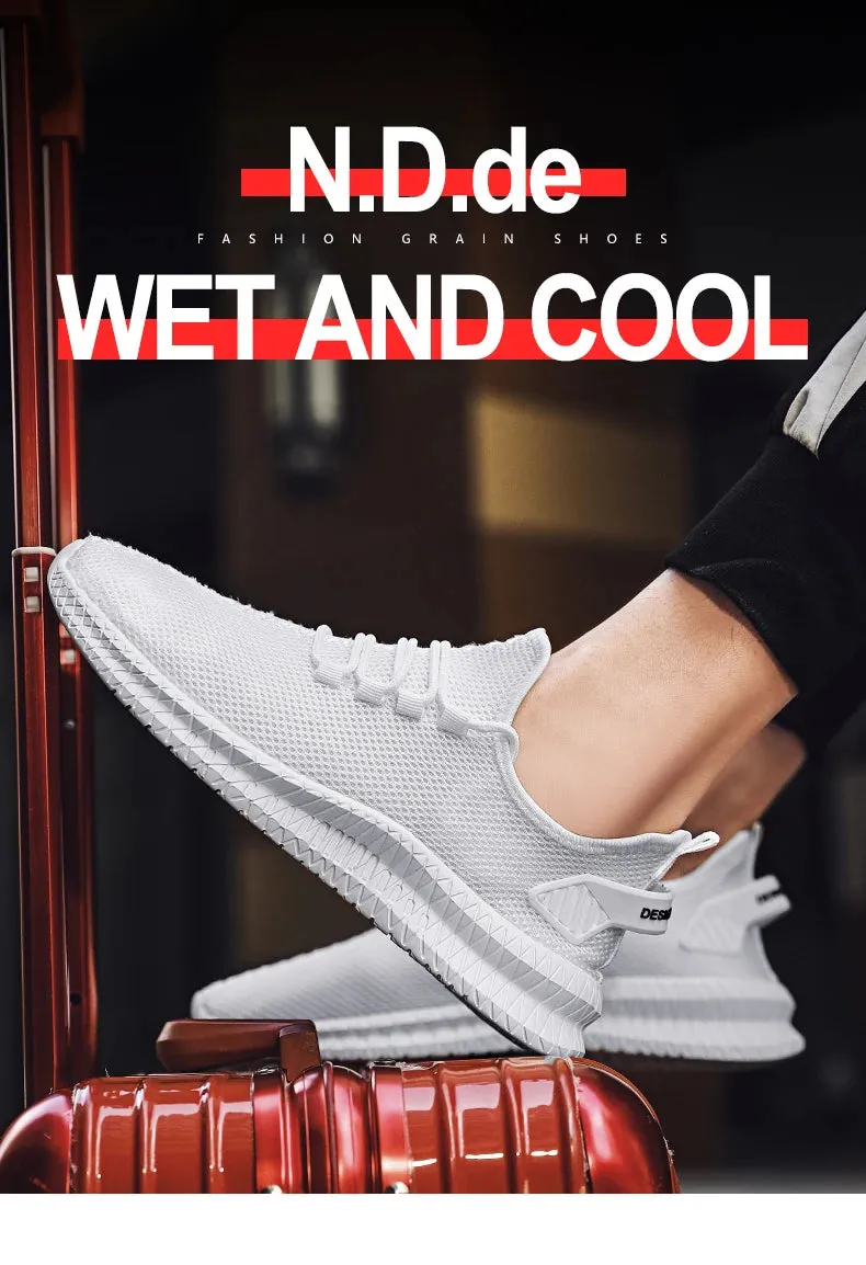 Men's Lightweight Casual Sneakers Breathable Mesh Sports Running Shoes Odor-resistant Athletic Shoes Slip-on With Shoelaces