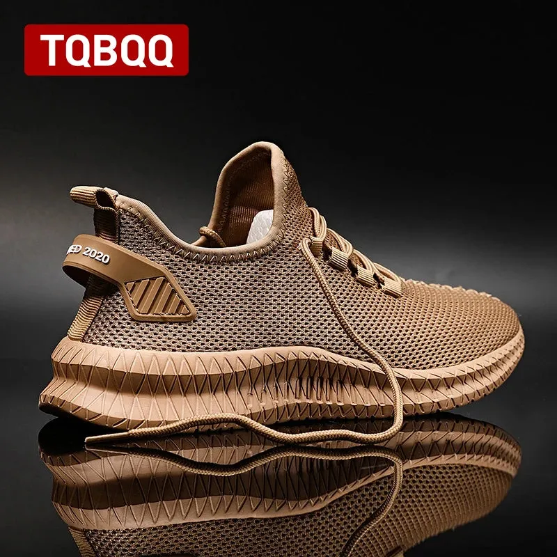 Men's Lightweight Casual Sneakers Breathable Mesh Sports Running Shoes Odor-resistant Athletic Shoes Slip-on With Shoelaces