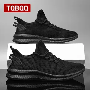 Men's Lightweight Casual Sneakers Breathable Mesh Sports Running Shoes Odor-resistant Athletic Shoes Slip-on With Shoelaces