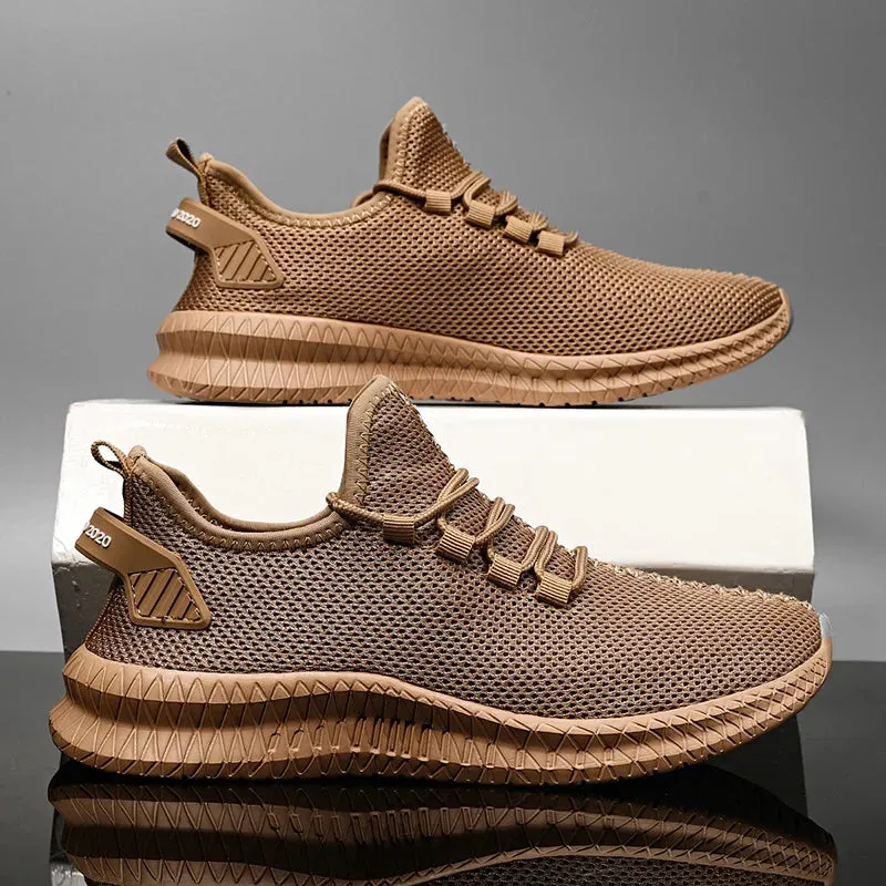 Men's Lightweight Casual Sneakers Breathable Mesh Sports Running Shoes Odor-resistant Athletic Shoes Slip-on With Shoelaces