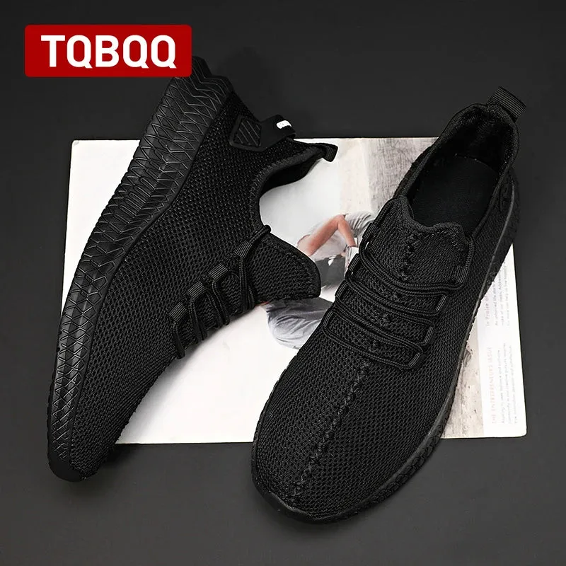 Men's Lightweight Casual Sneakers Breathable Mesh Sports Running Shoes Odor-resistant Athletic Shoes Slip-on With Shoelaces