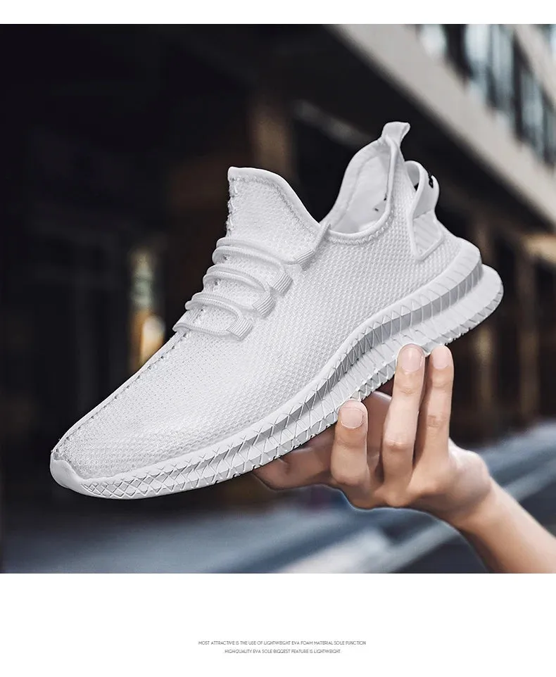 Men's Lightweight Casual Sneakers Breathable Mesh Sports Running Shoes Odor-resistant Athletic Shoes Slip-on With Shoelaces