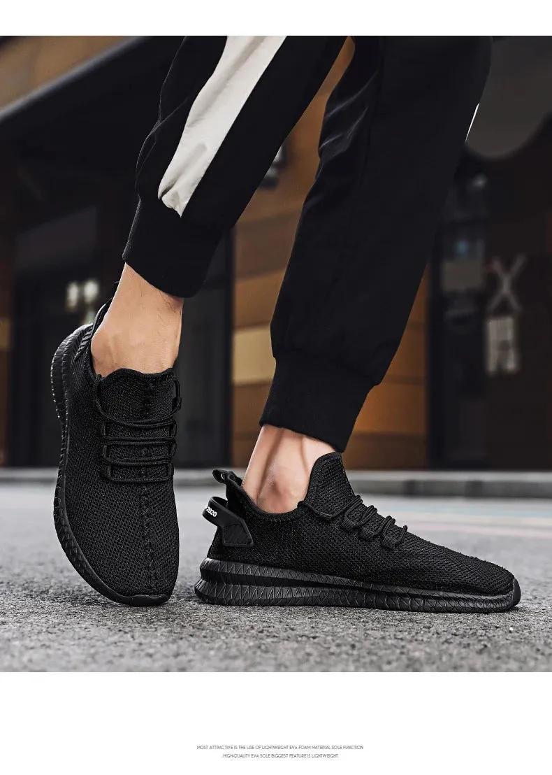 Men's Lightweight Casual Sneakers Breathable Mesh Sports Running Shoes Odor-resistant Athletic Shoes Slip-on With Shoelaces