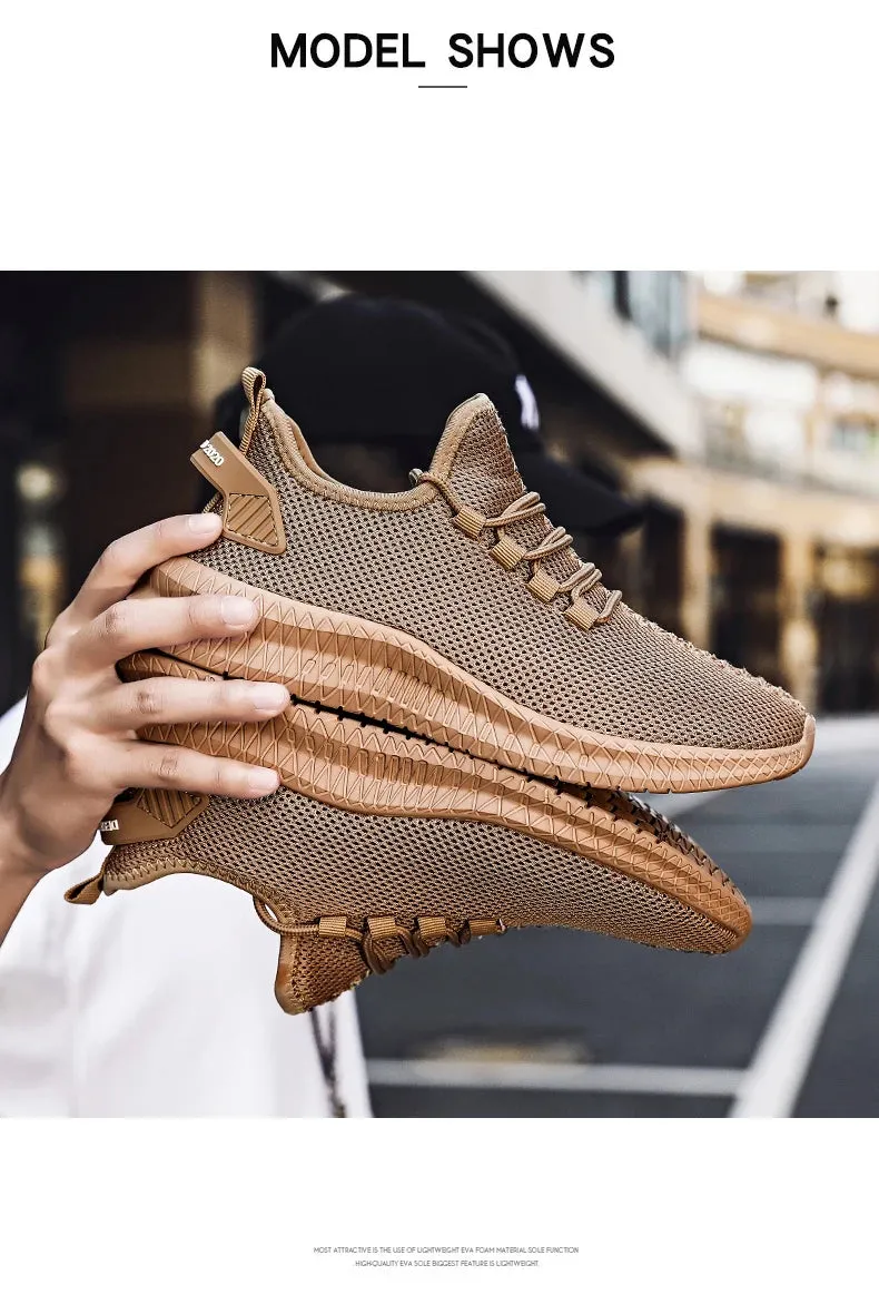 Men's Lightweight Casual Sneakers Breathable Mesh Sports Running Shoes Odor-resistant Athletic Shoes Slip-on With Shoelaces