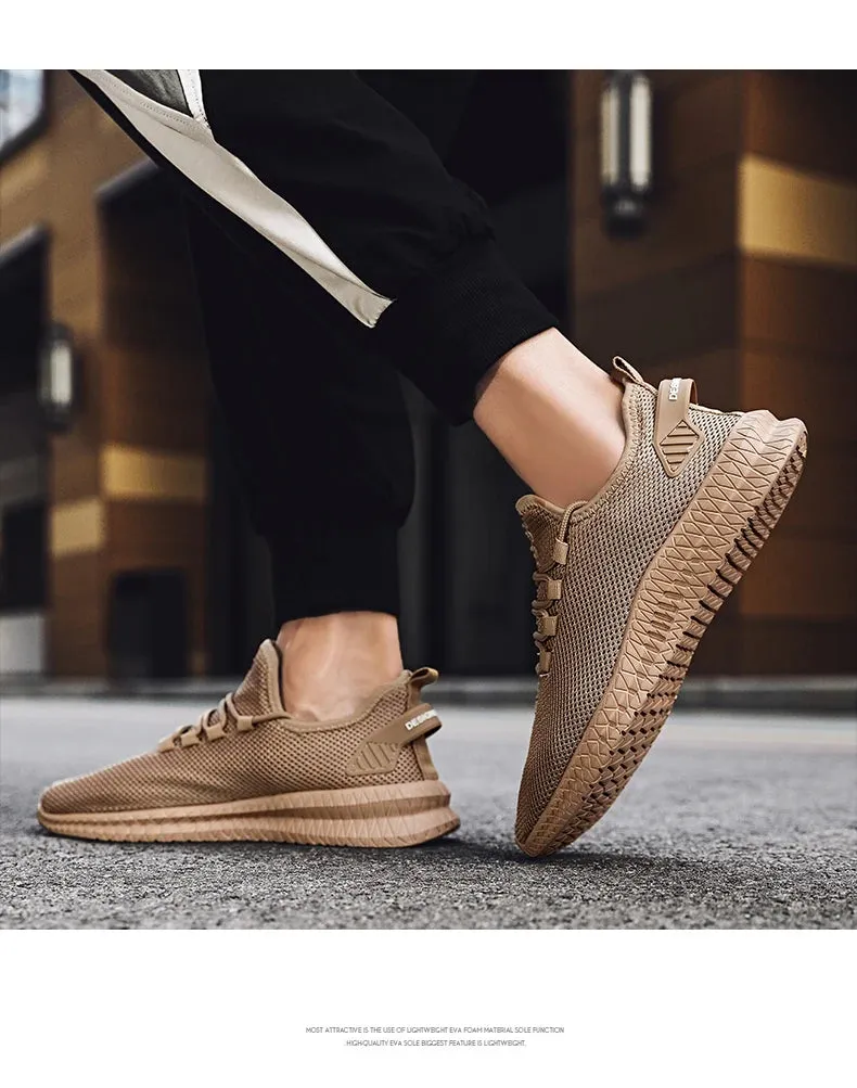 Men's Lightweight Casual Sneakers Breathable Mesh Sports Running Shoes Odor-resistant Athletic Shoes Slip-on With Shoelaces