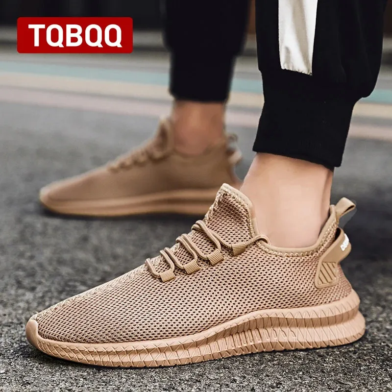 Men's Lightweight Casual Sneakers Breathable Mesh Sports Running Shoes Odor-resistant Athletic Shoes Slip-on With Shoelaces
