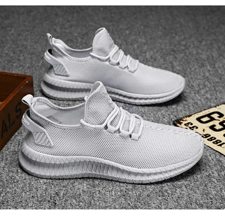 Men's Lightweight Casual Sneakers Breathable Mesh Sports Running Shoes Odor-resistant Athletic Shoes Slip-on With Shoelaces