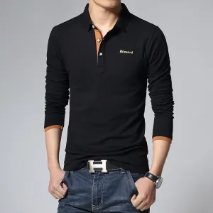 Men's Long Sleeved Solid Polo Shirt