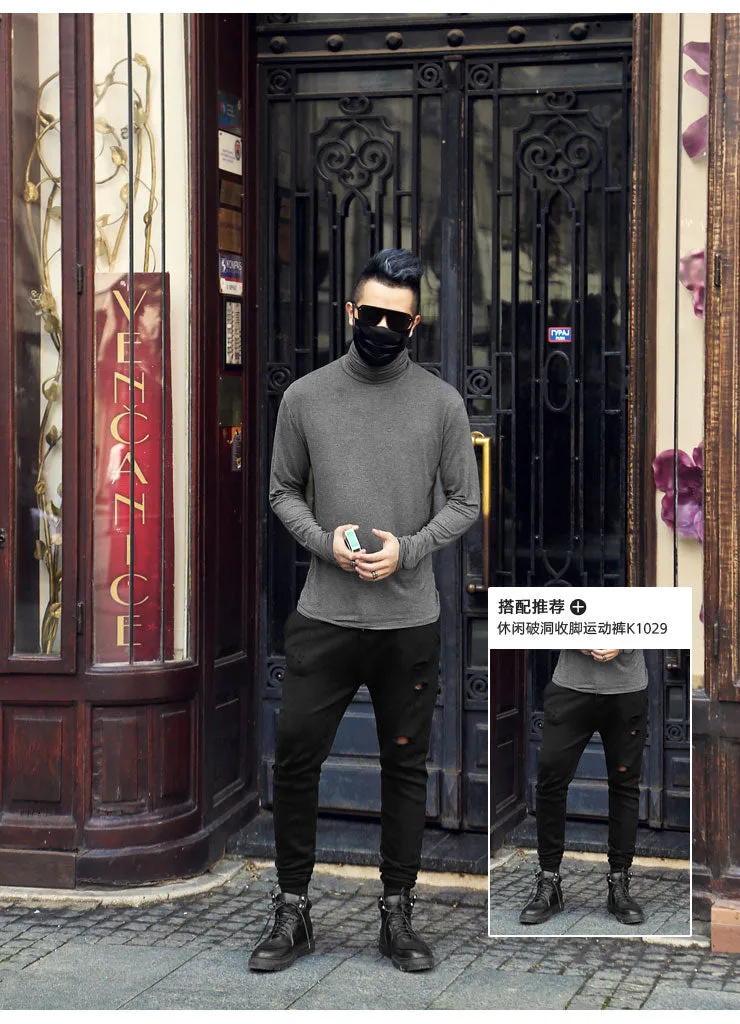 Men's Long Sleeved Turtleneck T-Shirt