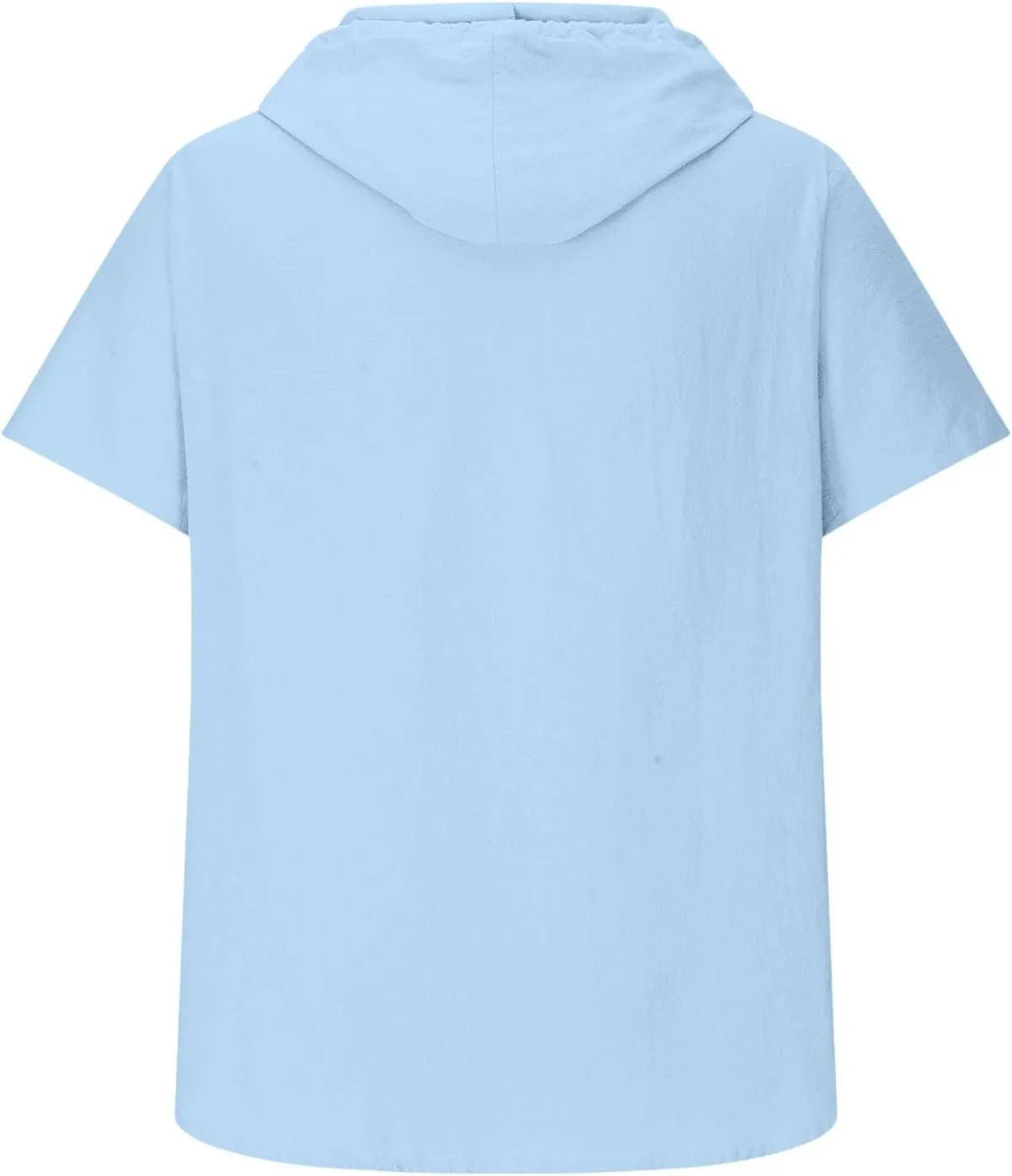 Mens Loose Fit Short Sleeve Hoodie - Summer Button Down Solid Drawstring Hooded Cardigan Tops Casual Beach T Shirts