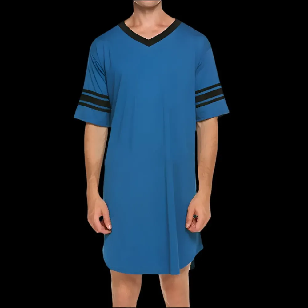 Men's Loungewear: Summer T-shirt, Striped Sleep Dress, Bathrobe.