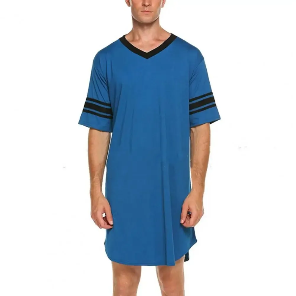 Men's Loungewear: Summer T-shirt, Striped Sleep Dress, Bathrobe.