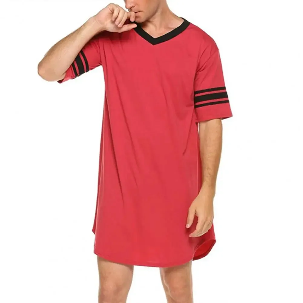 Men's Loungewear: Summer T-shirt, Striped Sleep Dress, Bathrobe.