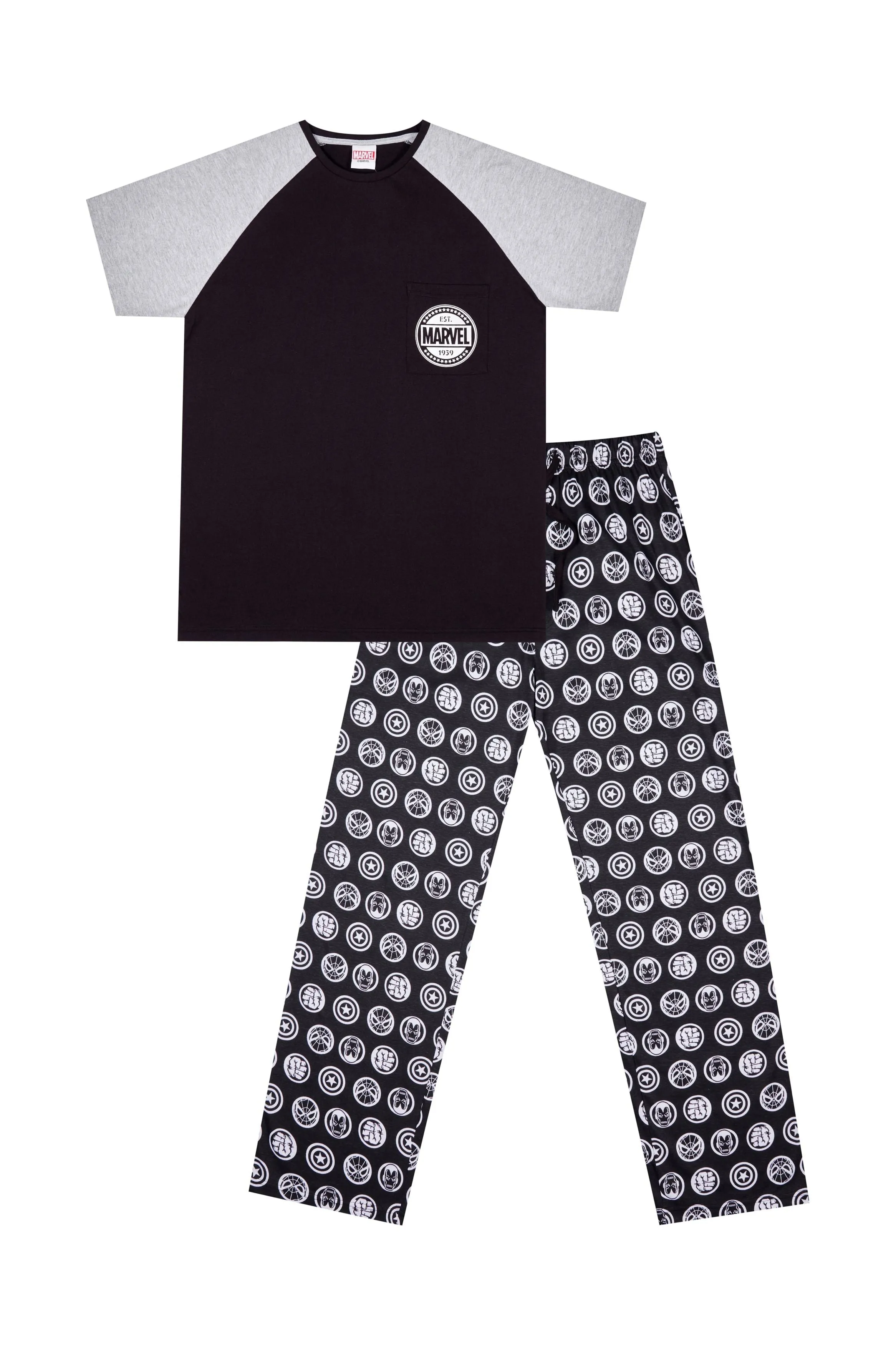 Men's Marvel 1939 Pocket Character Cotton Long Pyjamas