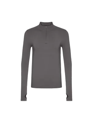 Mens Men's Plant-Stretch Long Sleeve Half-Zip Top—Volcanic Grey