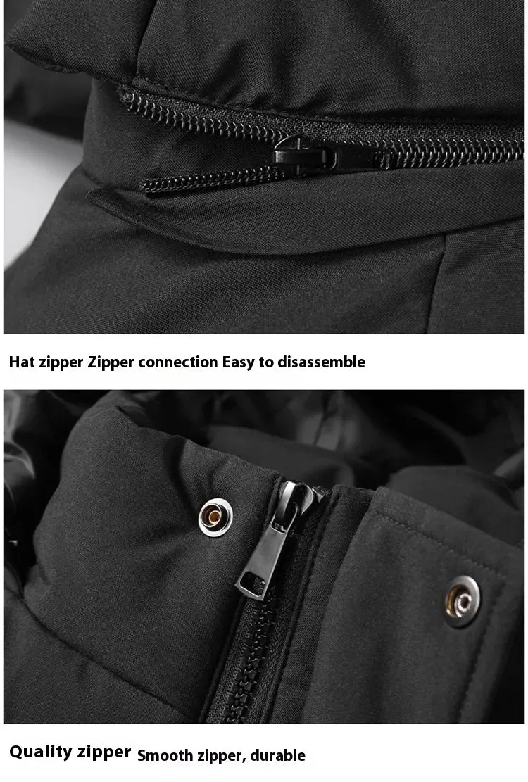 Men's Plus Size Thickened Thermal Long Pure Color Cotton Clothing Coat