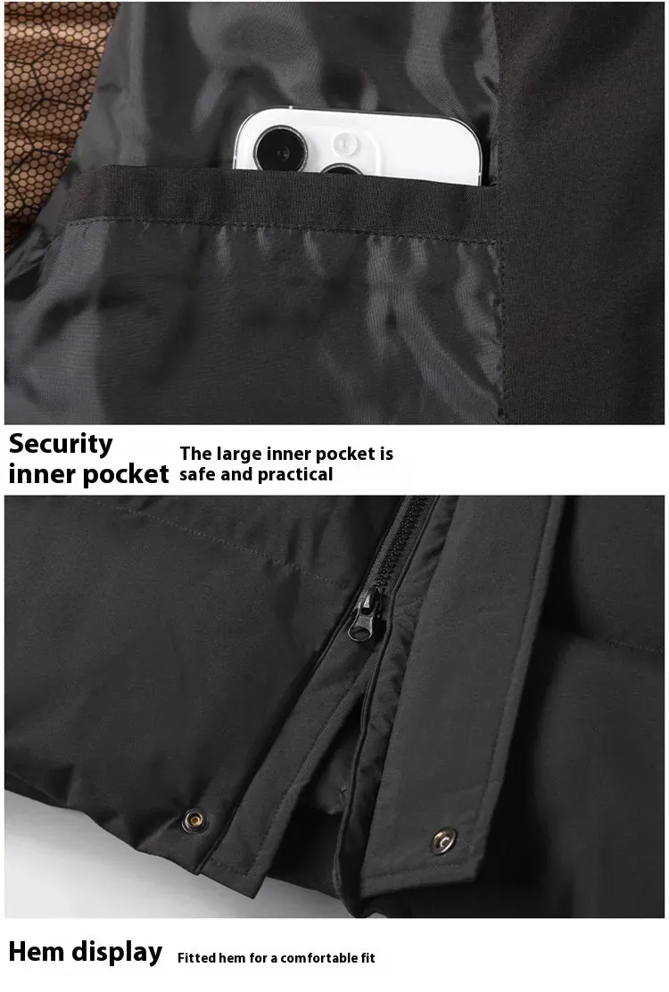 Men's Plus Size Thickened Thermal Long Pure Color Cotton Clothing Coat