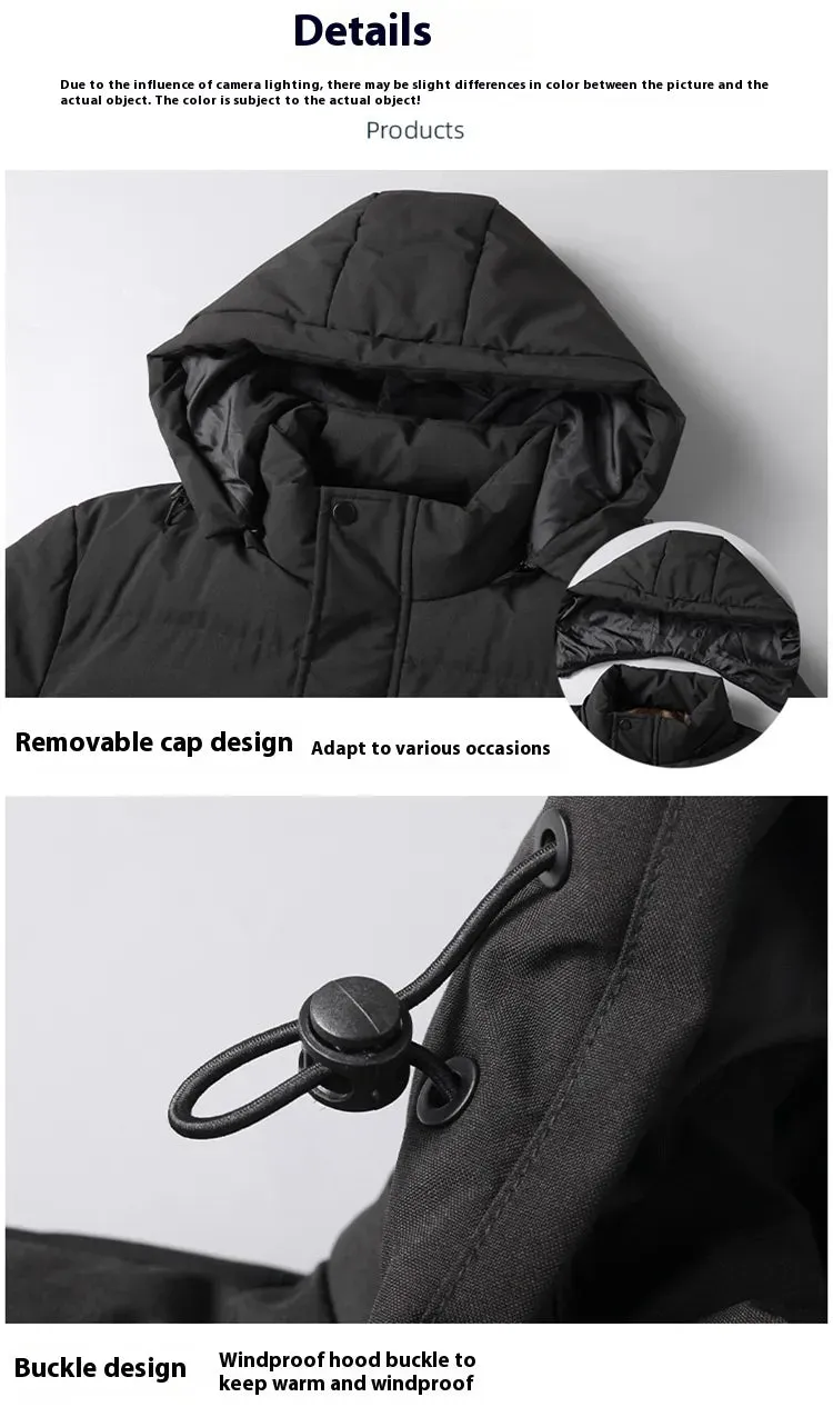 Men's Plus Size Thickened Thermal Long Pure Color Cotton Clothing Coat