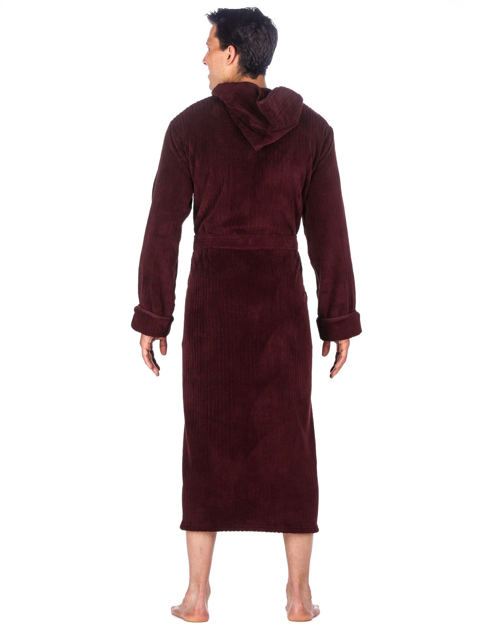 Men's Premium Coral Fleece Long Hooded Plush Spa/Bath Robe