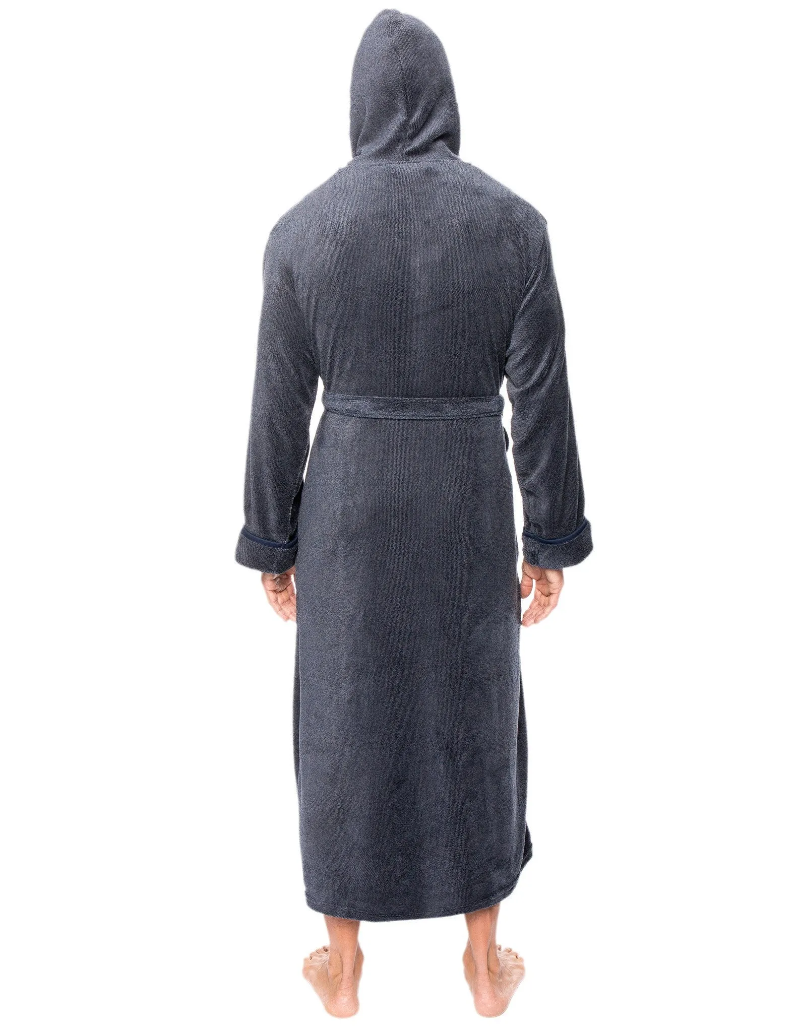 Men's Premium Coral Fleece Long Hooded Plush Spa/Bath Robe