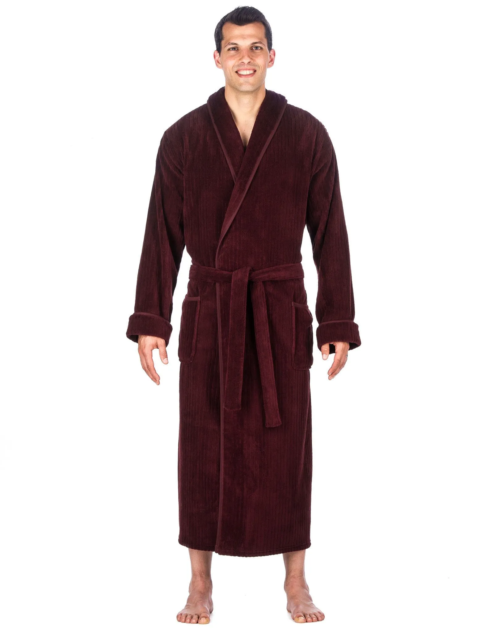 Men's Premium Coral Fleece Long Hooded Plush Spa/Bath Robe