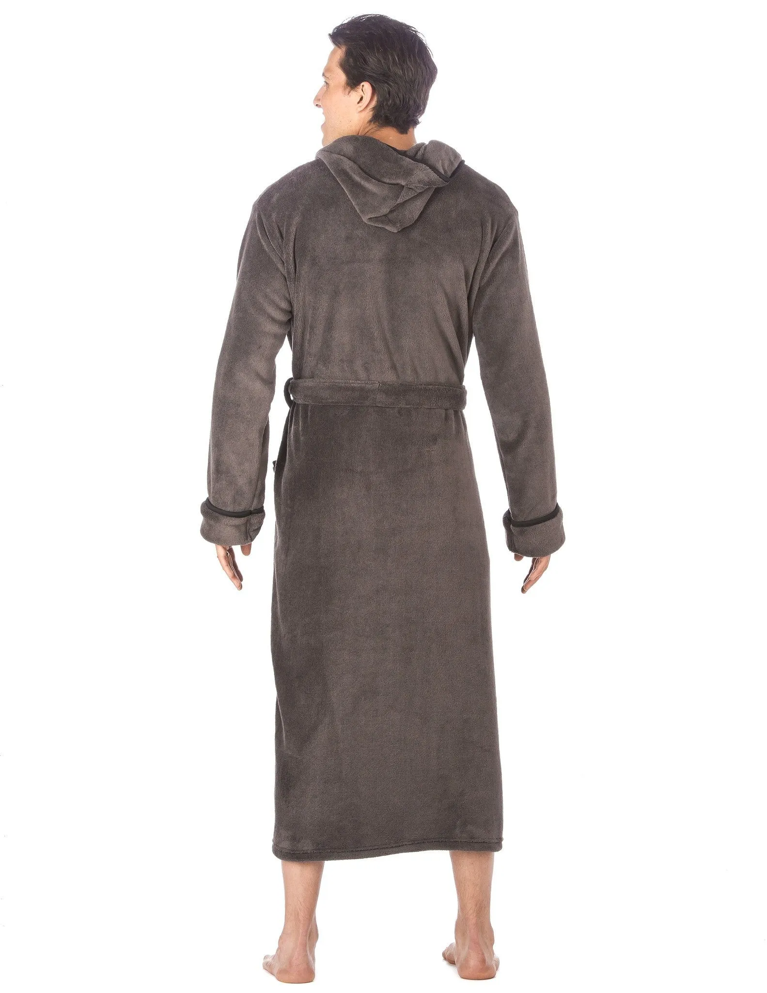 Men's Premium Coral Fleece Long Hooded Plush Spa/Bath Robe