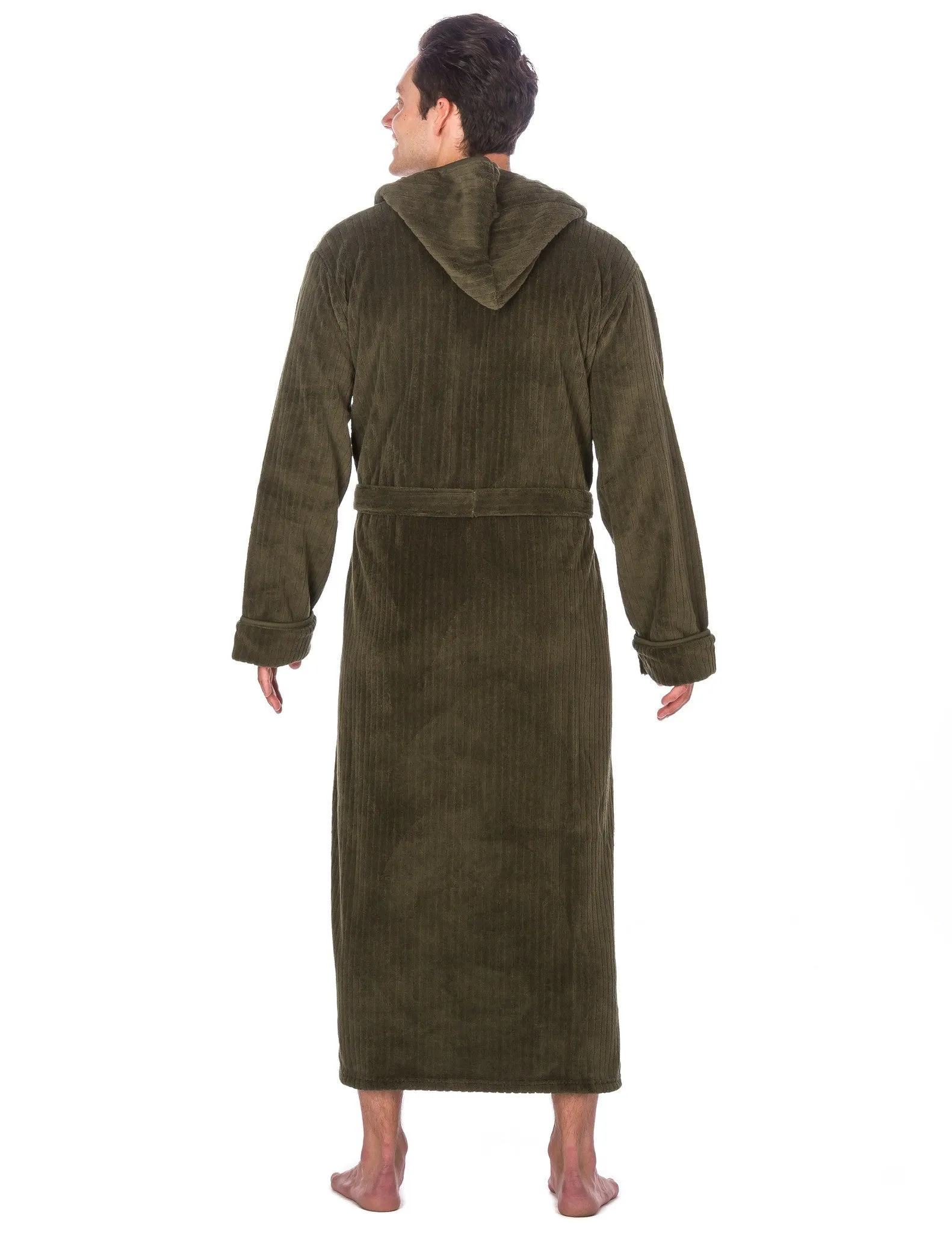 Men's Premium Coral Fleece Long Hooded Plush Spa/Bath Robe