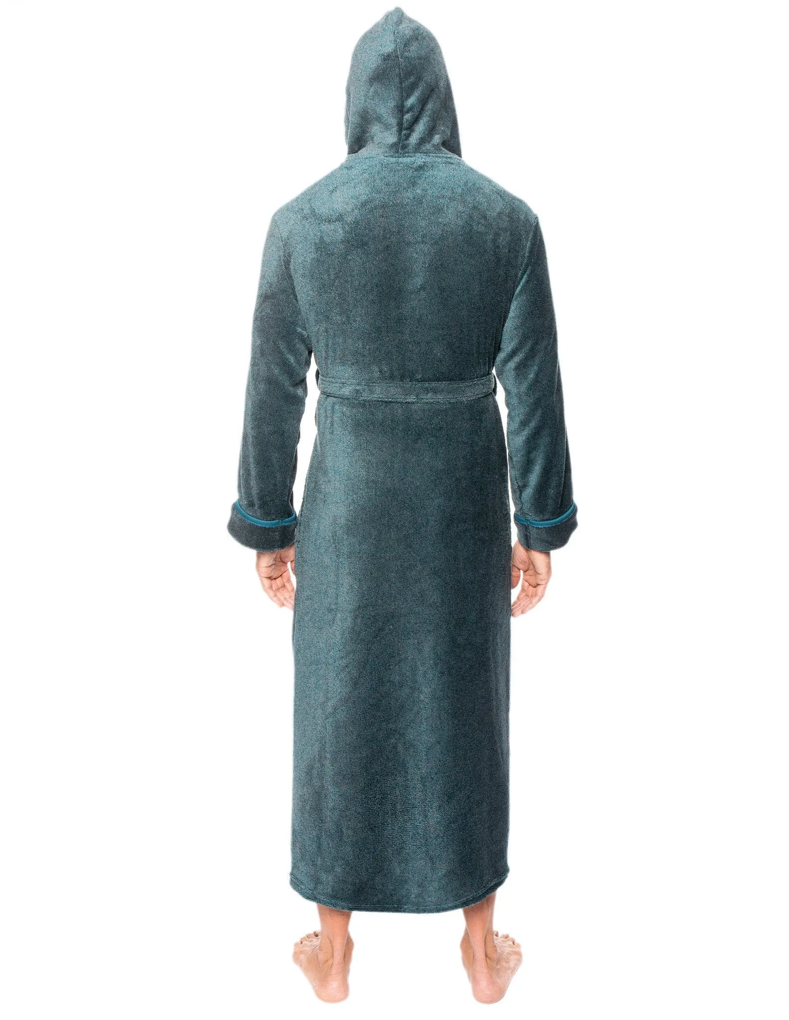 Men's Premium Coral Fleece Long Hooded Plush Spa/Bath Robe