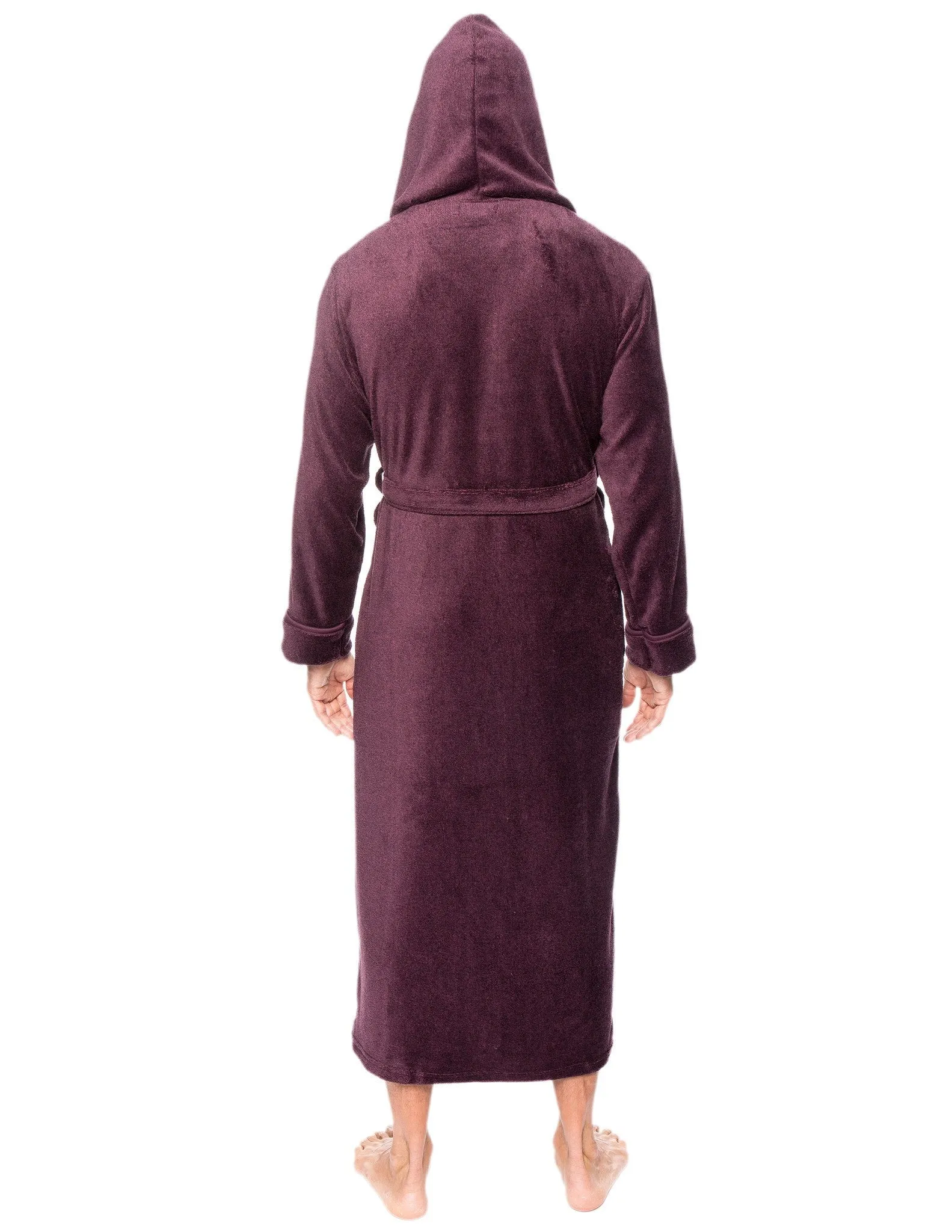 Men's Premium Coral Fleece Long Hooded Plush Spa/Bath Robe