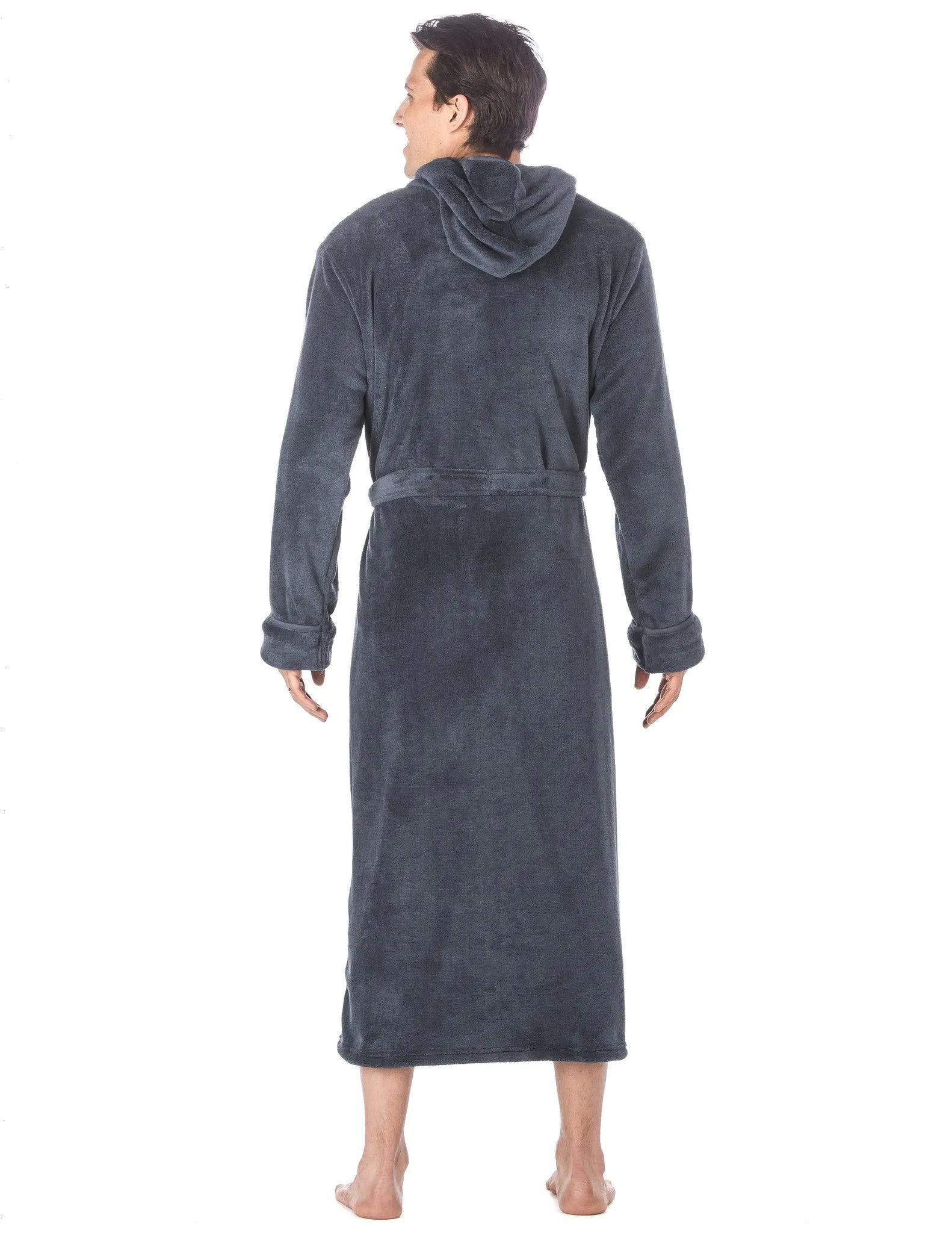 Men's Premium Coral Fleece Long Hooded Plush Spa/Bath Robe