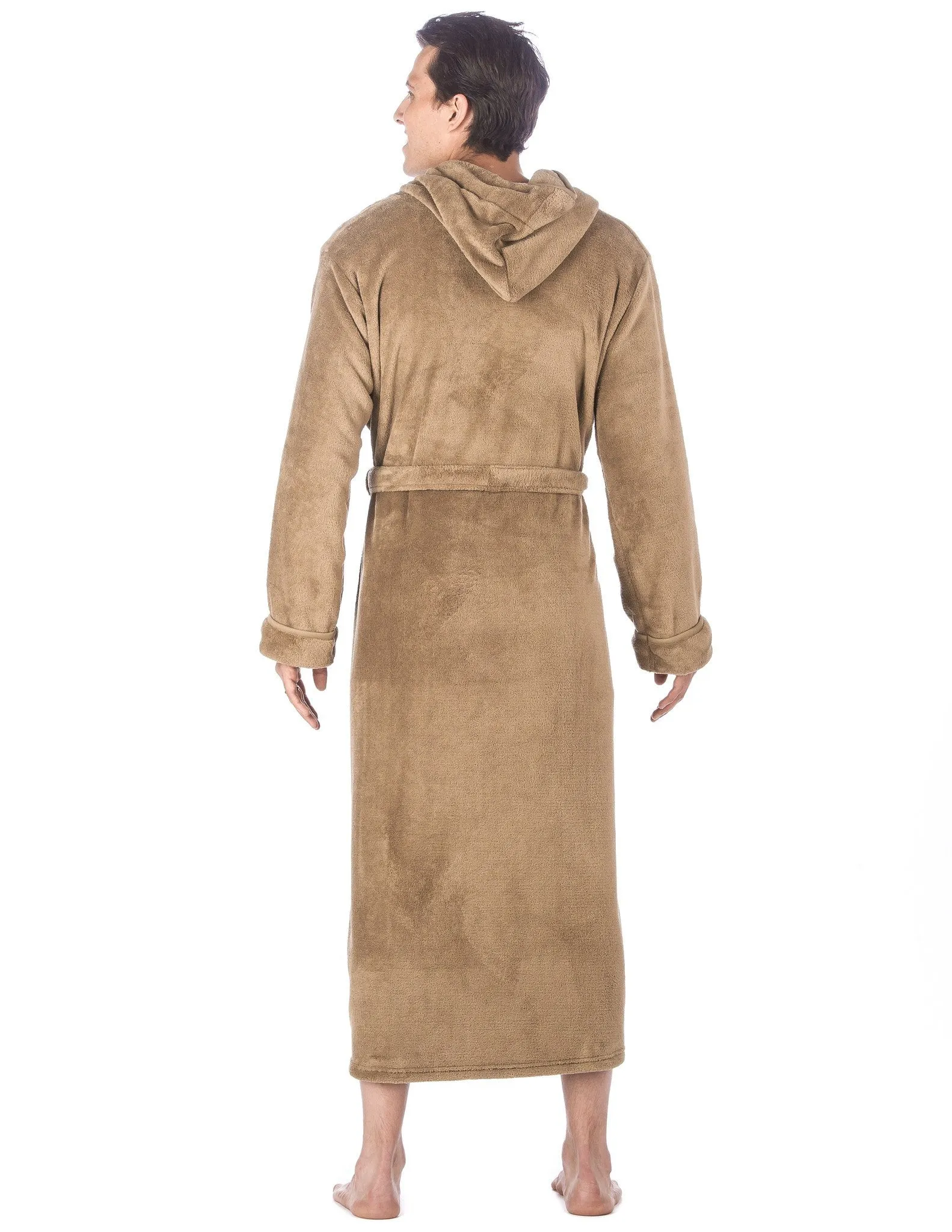 Men's Premium Coral Fleece Long Hooded Plush Spa/Bath Robe