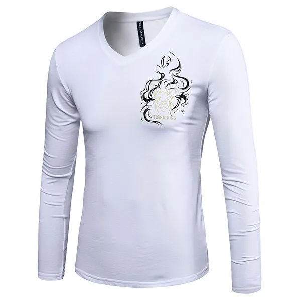 Mens Printed V-Neck T-shirt