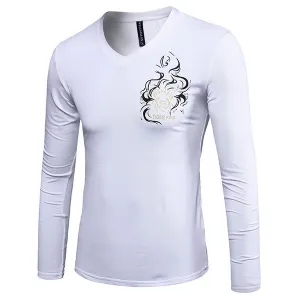 Mens Printed V-Neck T-shirt