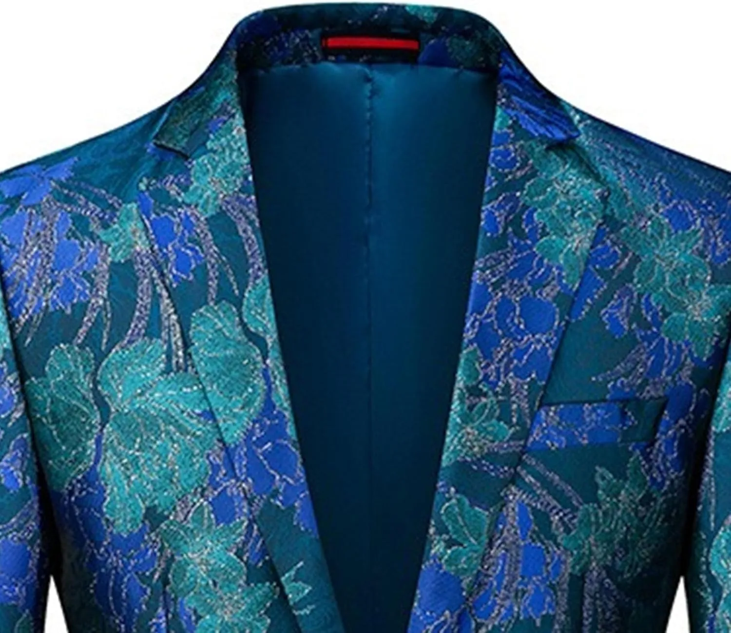 Men's Slim Fit Printed Floral Blazer Suit Casual One-Button Printed Suit Rose Embroidered Suit Jacket Prom Dinner
