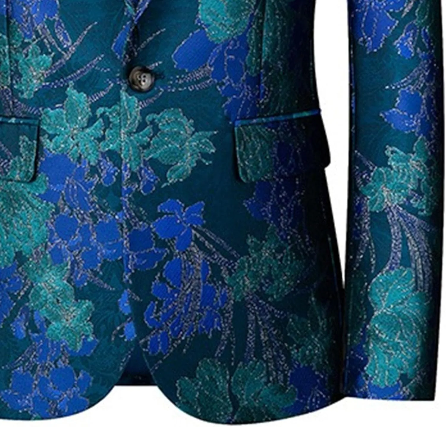 Men's Slim Fit Printed Floral Blazer Suit Casual One-Button Printed Suit Rose Embroidered Suit Jacket Prom Dinner