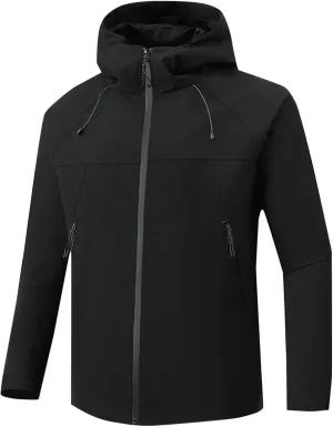 Mens Softshell Jacket with Hood Waterproof Windbreaker Lightweight Rain Jacket for Outdoor Hiking Travel