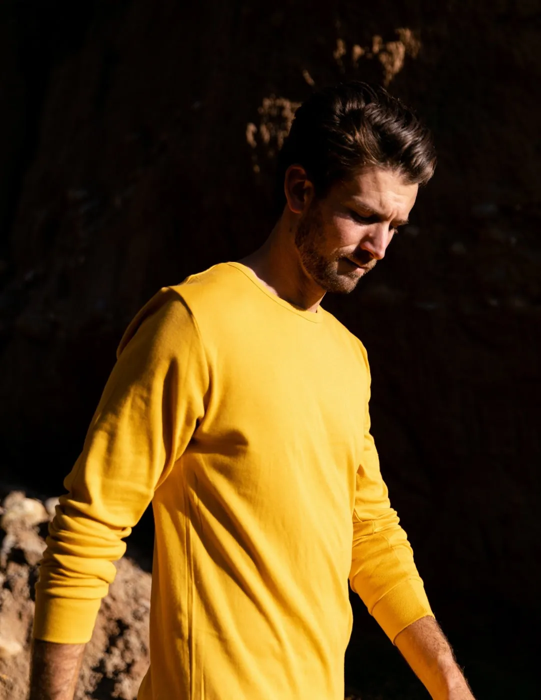 Mens Solid Mustard Yellow Pajamas
