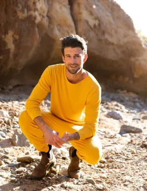 Mens Solid Mustard Yellow Pajamas